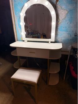 White Vanity with Lights