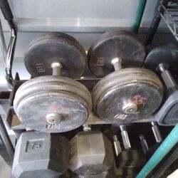 Pair Of 55-pound Pro-style Dumbbells 110lbs Total Weight - Other Weights Available 