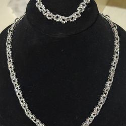 8mm 22inch Silver Iced Out Moissanite Diamond VVS1 Infinity Chain With Bracelet Set