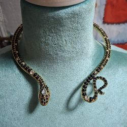 Rhinestone Snake Choker Necklace 