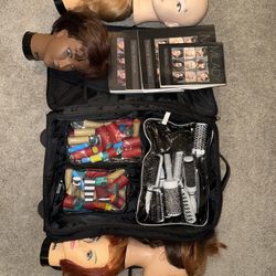 Cosmetology essentials milady books, Doll Heads, Rollers, Luggage, Etc
