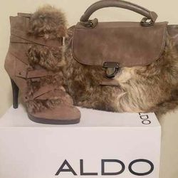 ALDO Fur Boots w/ Matching Purse