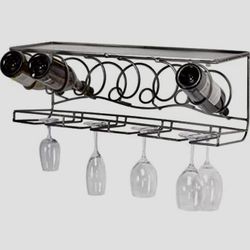 Wall Mounted  Metal Wine Bar Wall Rack 