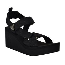 Guess Women’s Sandals Daysa Ouattro-G Strappy Eva Wedge Size 6M Color Black