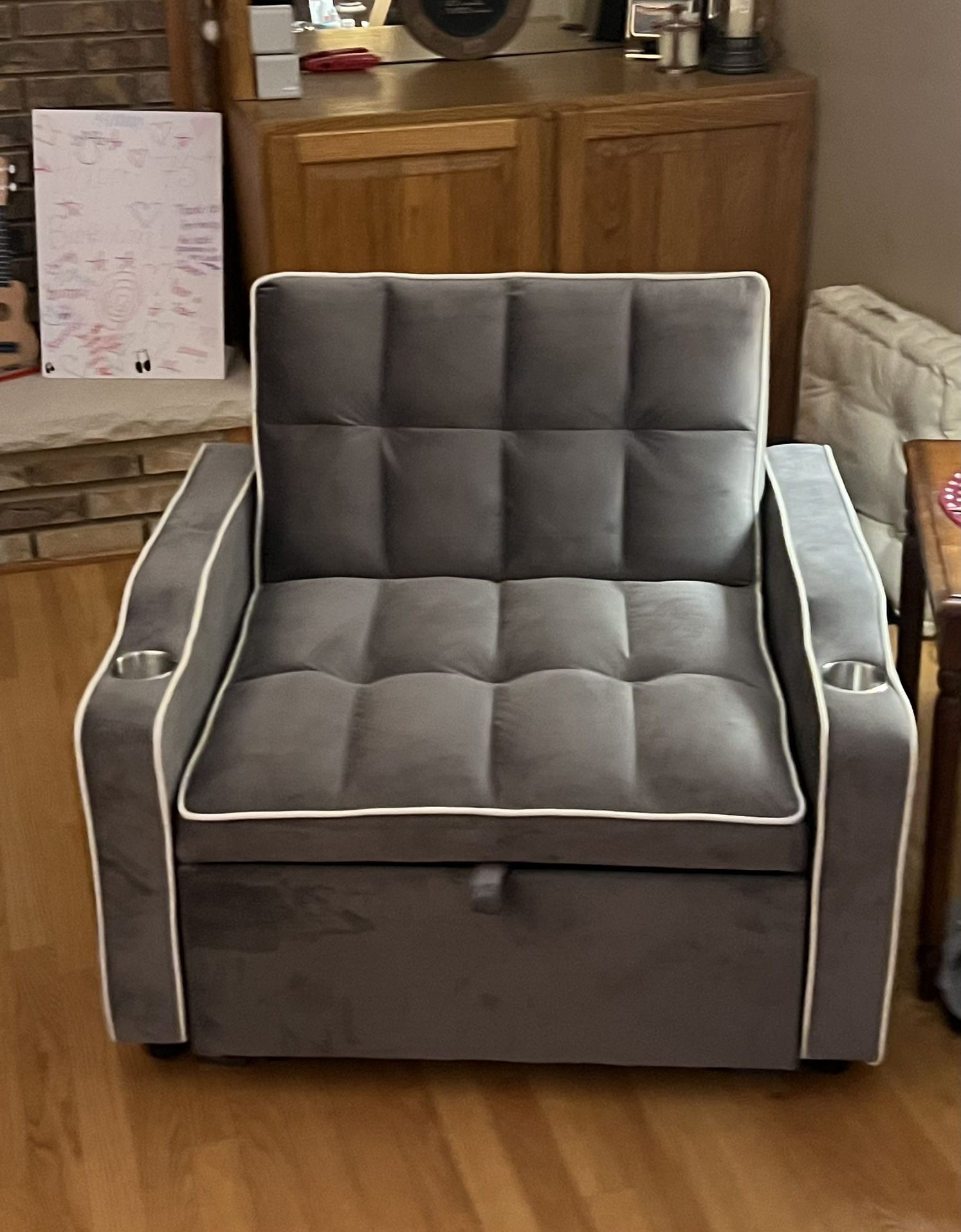 Convertible Sleeper Chair w/charging ports and phone holder