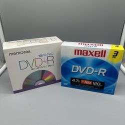 Memorex & Maxwell  DVD+R 16x 4.7GB 120 min 13 Pack, 13 Disc Total w/ Jewel Cases