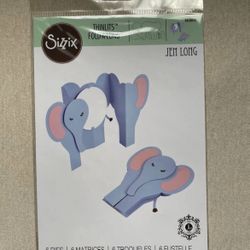 Sizzix Thinlits Die Set 663604 6pk Elephant Fold-A-Long Card
