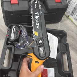 6 inch lithium chainsaw (6-inch yellow 2 bars 2 battery)
