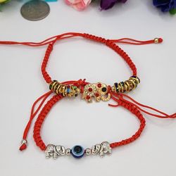 Bracelets Red Color Hand-woven With Stones Also Eye Turkish 