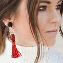 NWOT Red Tassel Earrings