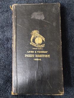 Antique 1894 Lord & Thomas Pocket Directory hardcover book