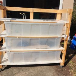 Heavy Duty Snake Rack w/ Totes – Built for Large snakes – Mobile on Solid Casters