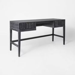 60” Black Scalloped Drawer Desk