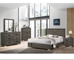 4- Pc Bedroom set Dresser,Mirror  Nightstand (1) Queen size bed frame  Not including Mattress and Box Sp