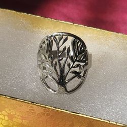 Tree Of Life Silver Ring Sz8