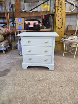 Solid wood pale blue 3 drawer dresser