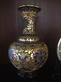 Gold Cloisonne Carving Flower Vase
