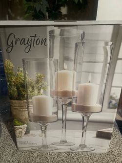 Brand new!! Glass candleholders set of 3