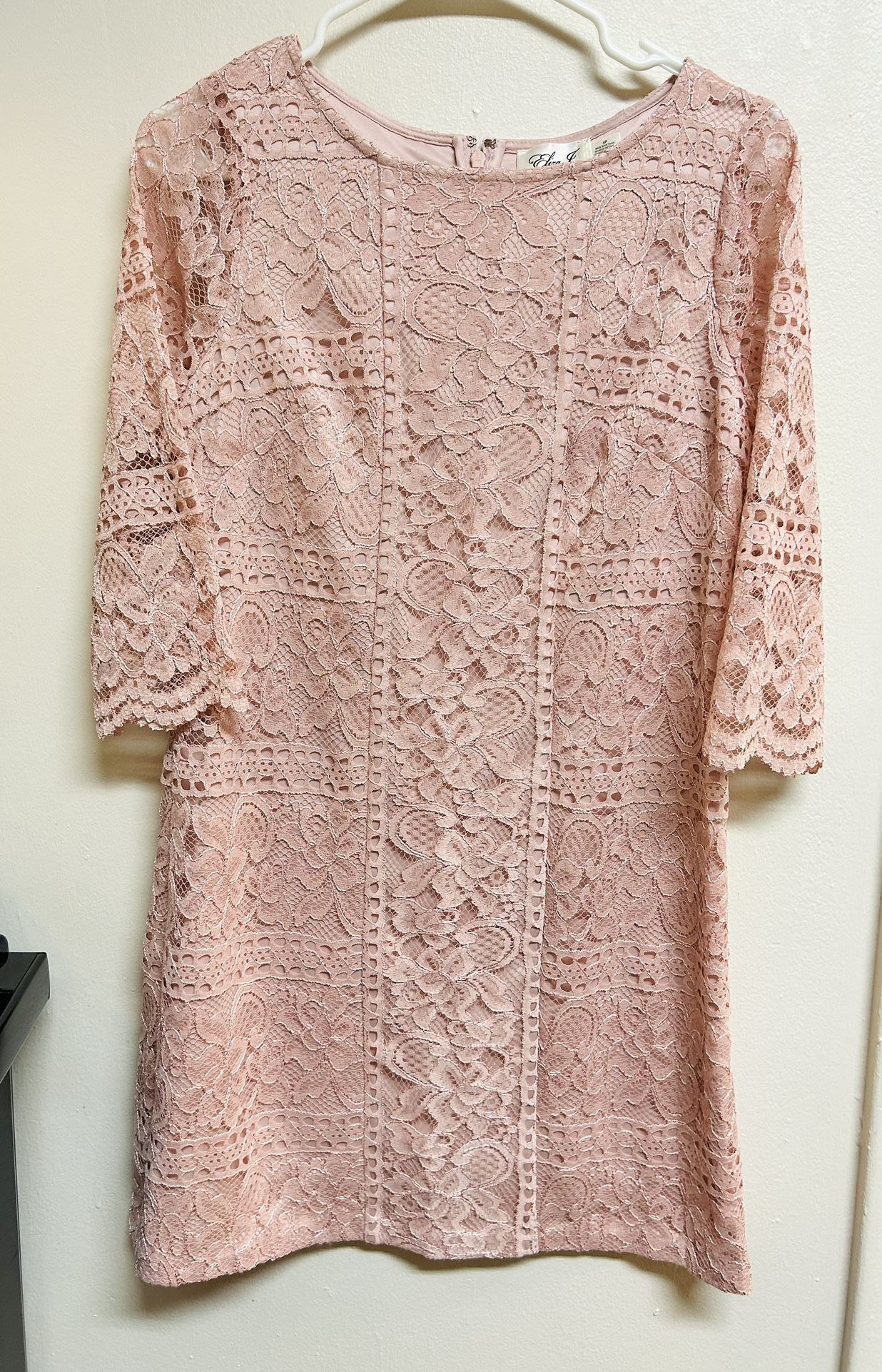 Eliza J- Like New!! Blush Pink Overlay Lace Cocktail Pencil Dress/Size 6p