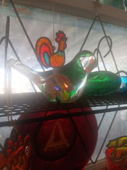 Multi color blown  Art Glass Bird Figurine