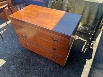 Vintage Wood 3-Drawer Dresser with Brass Handles