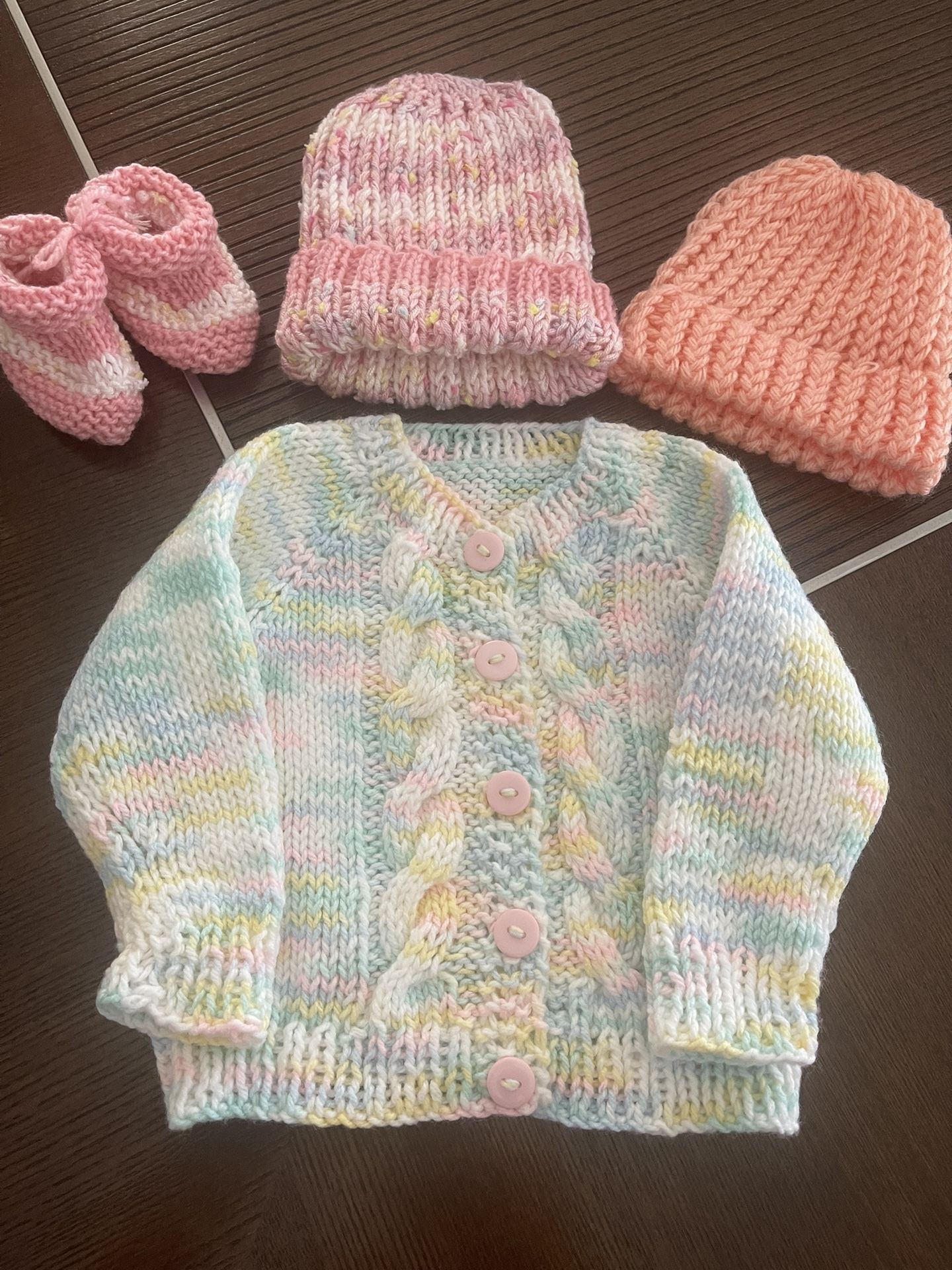 NEW knitted baby girl clothes, 3mo.