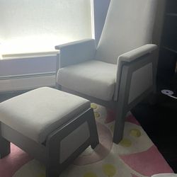 Grey Modern Glider Chair And Rocking Footrest