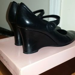 Women Leather Wedge Mary Jane 7.5