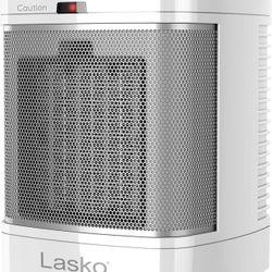 Lasko Portable Electric Ceramic Space Heater with ALCI Plug for Bathroom Use, 2 Heat Settings and Simple Heat Button, 8 Inches, White, 1500W, CD08200 