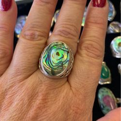 925 Silver With Abalone Size 9