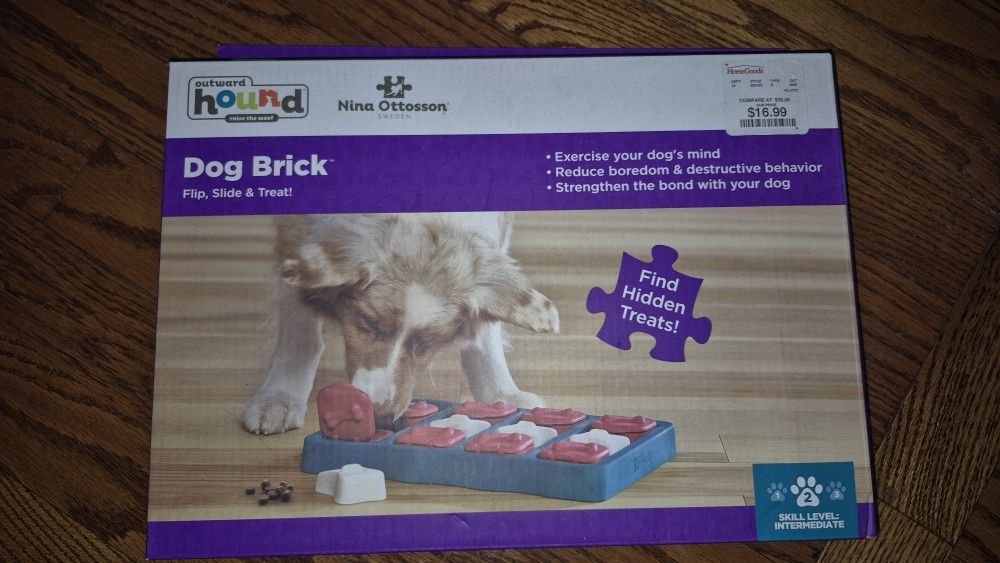 Outward Hound Brick Blue Puzzle Dog Toy