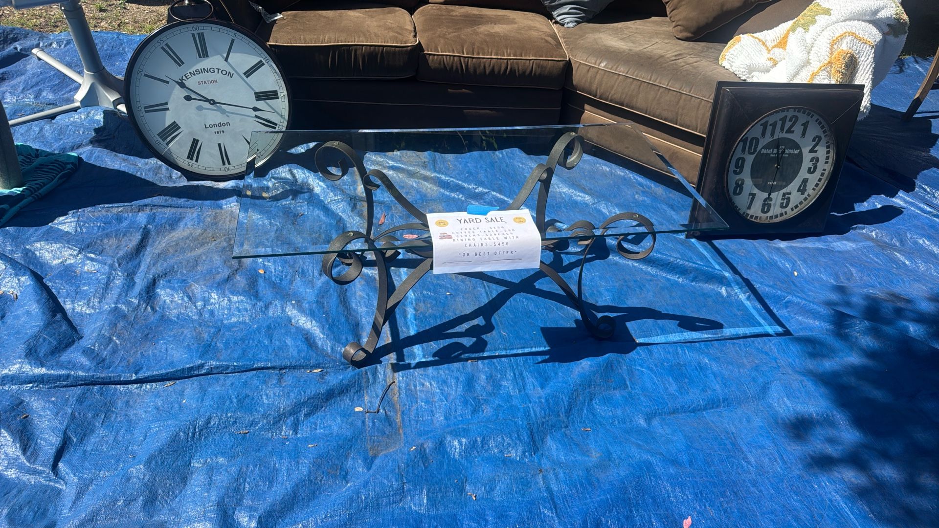 Glass And Wrought Iron Dining Table