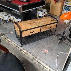 Wooden Bench With Drawers 