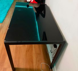 Black Glass Top Desk with Metal Frame