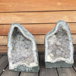 Natural Quartz Geode Pair | Grounding Earthy Crystals  | Santa Barbara Pickup