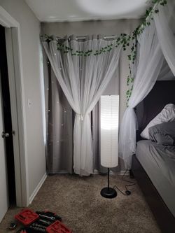 2-Window Set: Star Cutout Blackout Curtains + Adjustable Rods