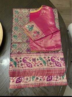 New Tissue saree with patola design and stitched blous
