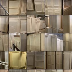 POPLAR STAIN GRADE NEW CABINETS, ALL WOOD ONLY, READY TO LOAD