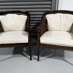2 Accent Barrel Cane Chairs