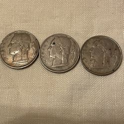 3 BELGIQUE 5 FRANC COINS. 1948,1949 and 1950