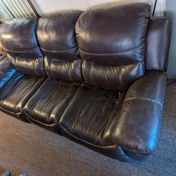 Leather Couch With Power Recliners
