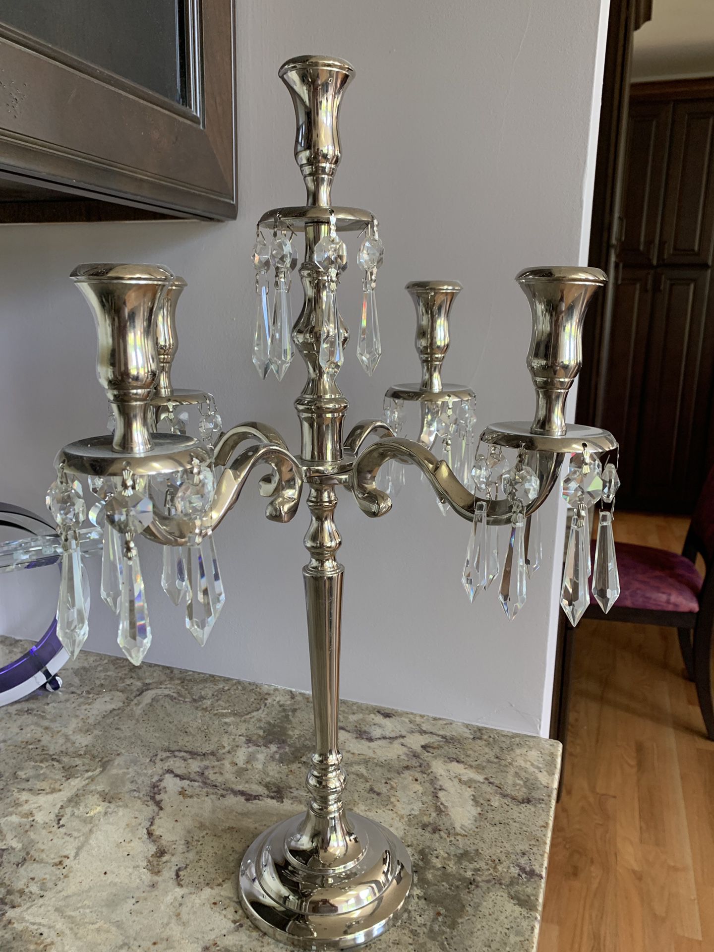 Stunning silver and crystal candelabra
