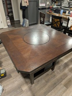 Solid hardwood dinner table - square or round - lazy susan