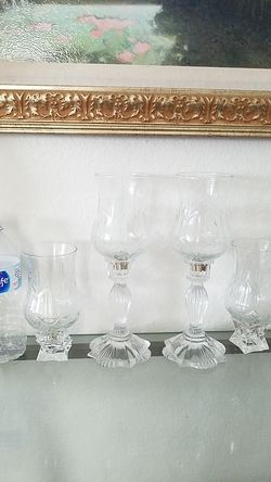 4 candeleros de cristal x $20.00, 4 glass candle holders x $ 20.00