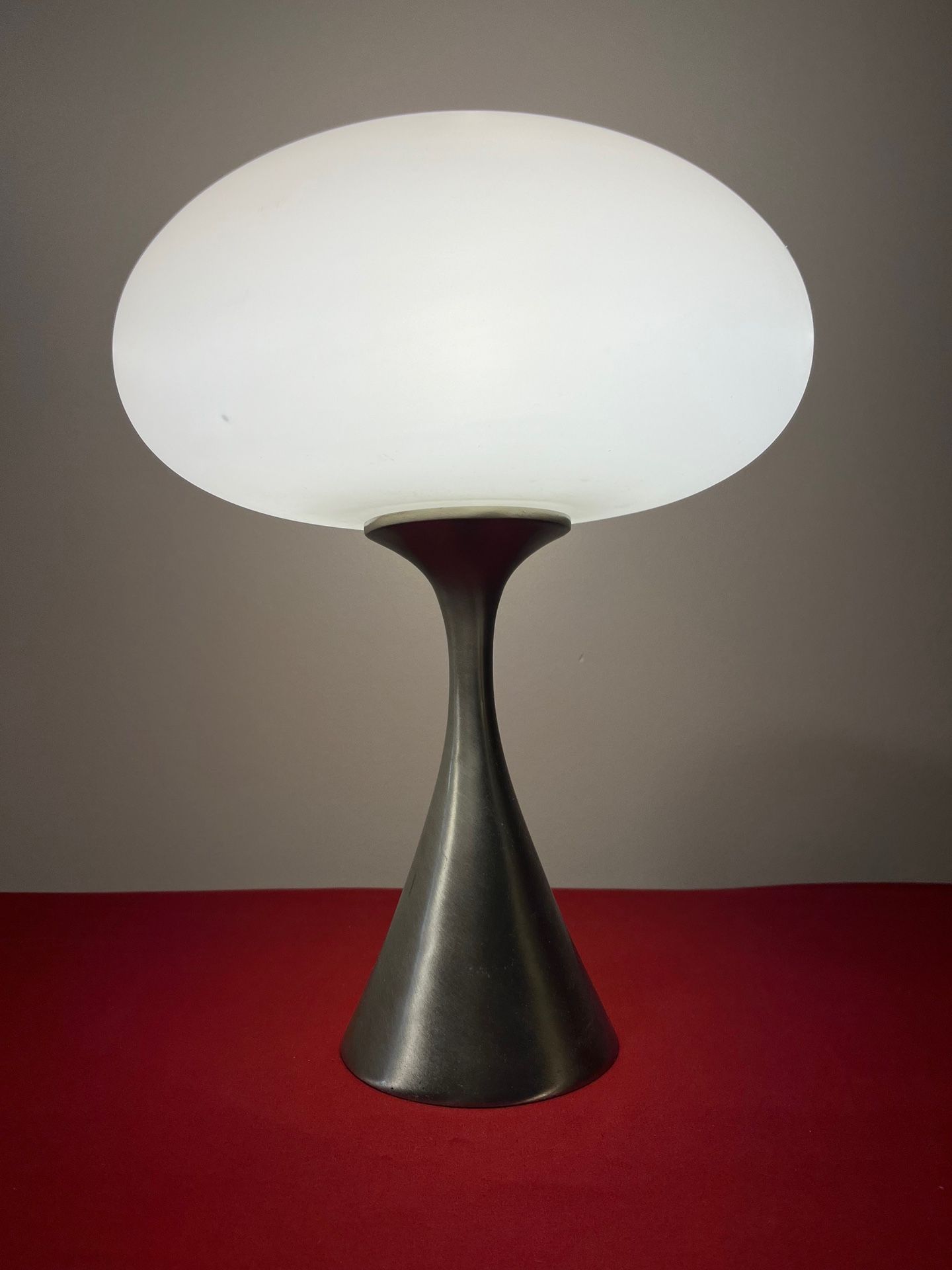 Original Vintage Laurel Frosted Mushroom Table Lamp Chrome Base Retro MCM