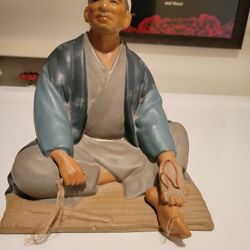 Fantastic Japanese Hakata Urasaki Ceramic Man Making Sandals