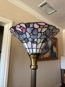 Tiffany-Style Stained Glass Torchiere Floor Lamp