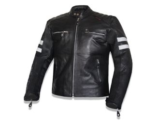 Mens Leather Reflector Panels Motorcycle Concealed Carry Jacket