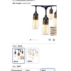 addlon 96FT(48FT*2) LED Outdoor String Lights with Edison Shatterproof Bulbs Commercial Grade Patio Cafe Light, ETL Listed Weatherproof Strand 30 Hang