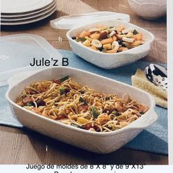 Princess House Set De 2 Moldes De 9”X 13” Y De 8” X 8” Nuevos En Sus Cajas 